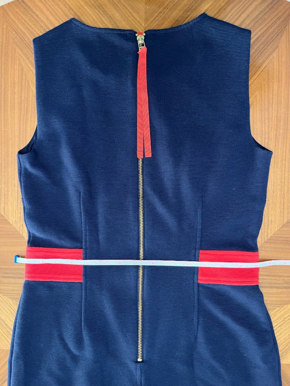 Vintage Y2K Boden Navy Blue & Red Contrast Ponte Sheath Midi Dress, Size 6 - Picture 7 of 13